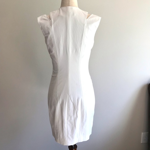 White Bebe Zipper Mini Dress w/ Cutout - Size 2 - Picture 3 of 8